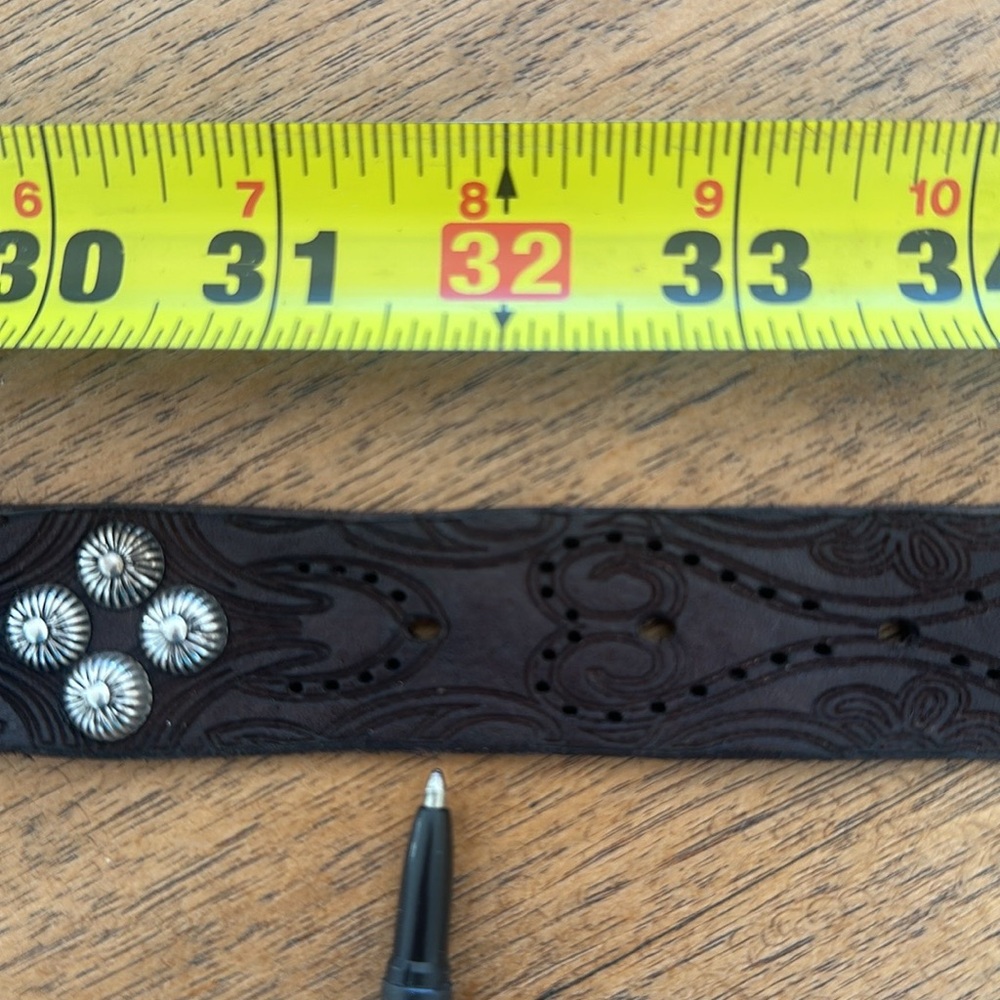 Campomaggi lazer cut tooled studded leather belt. New with tags from Sundance. - Picture 10 of 13